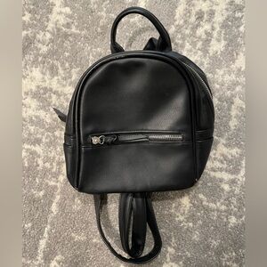 Black Leather Mini Backpack